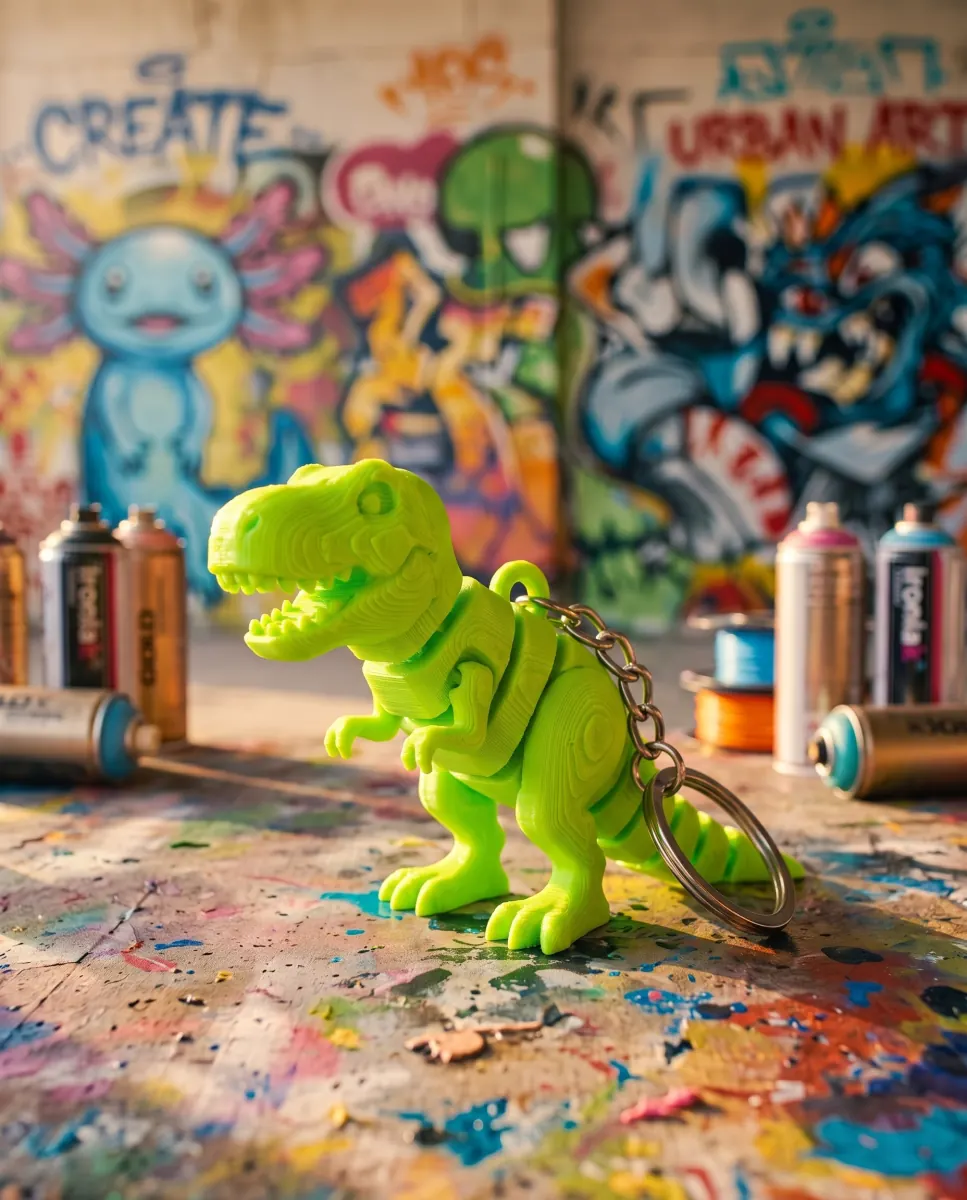 Mini Rex Keychain — Toxic Lime